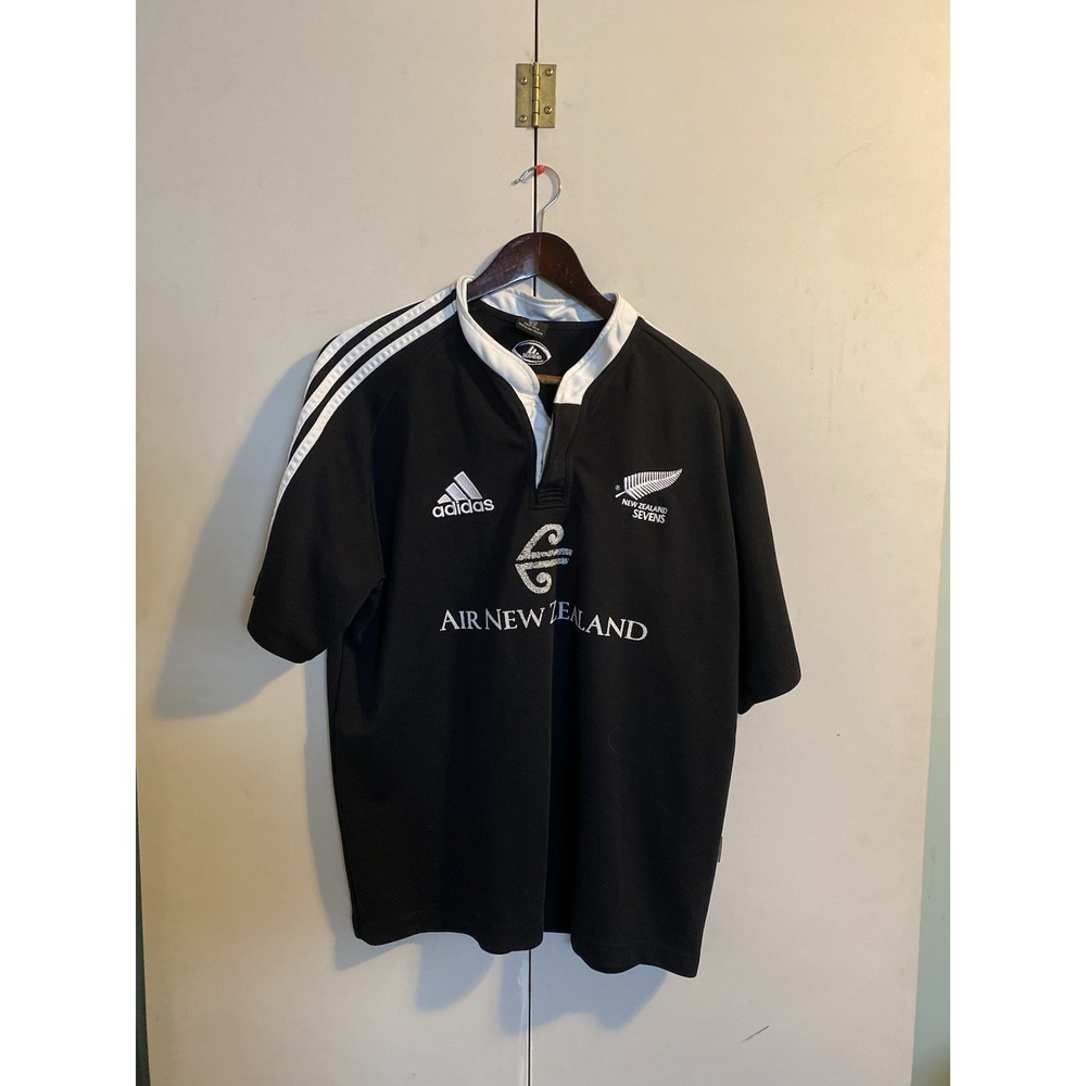 Vintage 2007 Adidas New Zealand Sevens Rugby Jersey Air NZ Black Shirt Mens XL